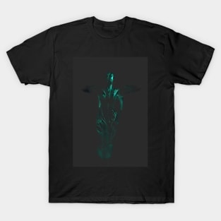 Glimpse of angel like creature. Beautiful girl. Dark, green, gray. More reflex. T-Shirt